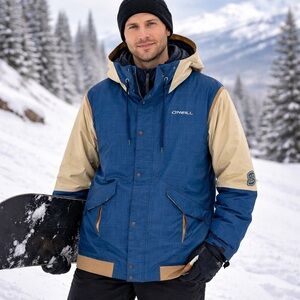 O’Neill Seb Toots Freedom‎ Series 10K Hooded Snowboard Jacket XL Blue Tan Ski